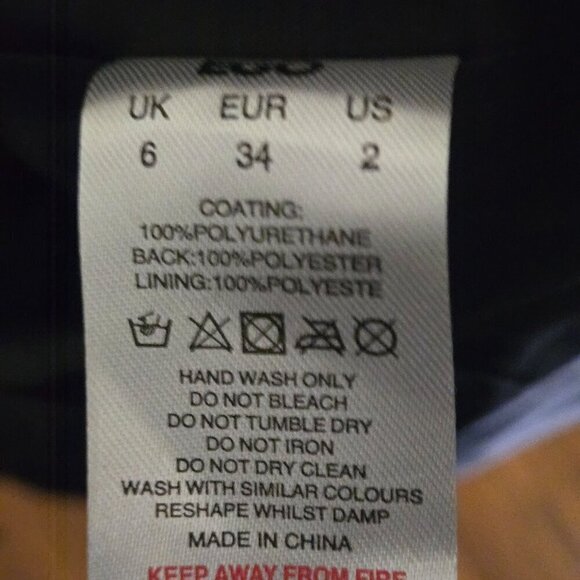 Ego NWT Pu Leather Black Croc Embossed Full Length Belted Trench Coat Size 2 - Picture 7 of 7